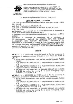 26 AT 0723 Réglementation Du Stationnement Et De La Circulation Av Du General Foy & Autres Le 28 06 2026 - Publiée Le 01 07 2026
