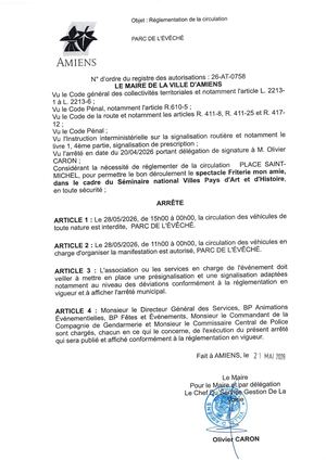 26 AT 0758 Réglementation De La Circulation Parc De L'évéché Le 28 05 2026 De 15h à 00h - Publiée Le 01 07 2026
