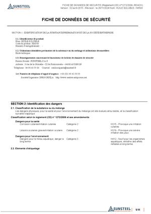 FDS - XM500 Huile Soluble