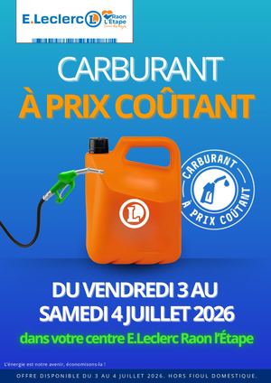 L'opération CARBURANT À PRIX COÛTANT débarque du Vendredi 3 au Samedi 4 juillet 2026
