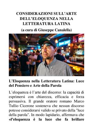 Considerazioni Sull'arte Dell'eloquenza Nella Letteratura Latina (Di Giuseppe Canalella)
