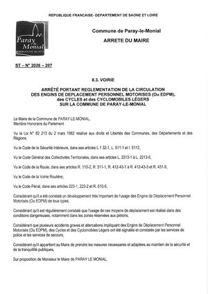 ARRETE GENERAL DE CIRCULATION  EDPM