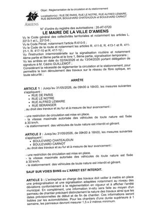 26 AT 0720 Réglementation Du Stationnement Et De La Circulation Rue De Paris,rue Le Notre & Autres Jusqu'au 31 05 2026 - Publiée Le 01 07 2026
