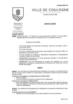 2026 172 2ème éDition De La Course Dénommée Coul'run Le 24 Juillet 2026