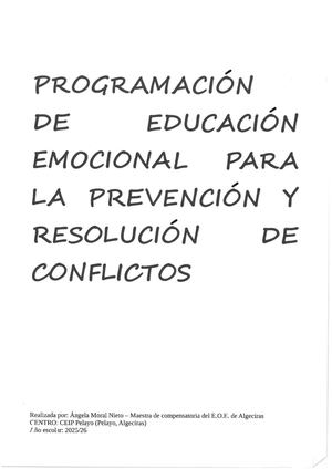 Programación De Educación Emocional Para La Prevención Y Resolución De Conflictos