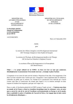 141223 Le Projet Culturel De La Cop21 Propositions