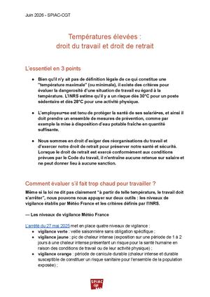 Temperatures élevées Droit du Travail et Droit de retrait