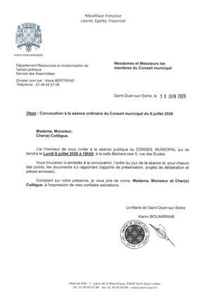 Convocation CM 6 Juillet 2026