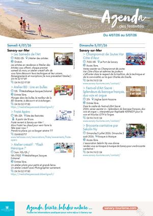 Agenda du week-end 04 & 05 juillet 2026
