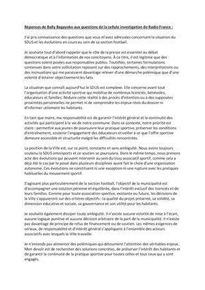 Réponses De Bally Bagayoko Aux questions de la cellule investigation de Radio France