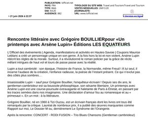 Un printemps avec Arsène Lupin, Grégoire Bouillier / France Inter - Les Equateurs