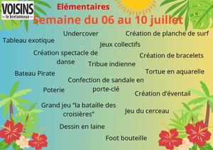 Programme Des Vacances D'été Au Clae De La Sente Des Carrières