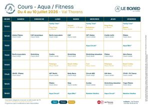 Programme Aqua Fitness Tournois - Eté 2026