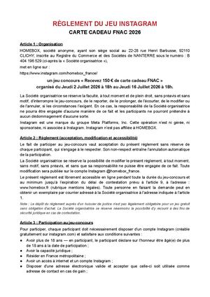 Règlement Jeu Concours Homebox