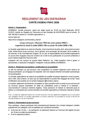 Règlement Jeu Concours Homebox