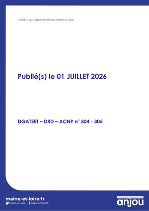 01 Juillet 2026 - Arretes Acnp 304 305