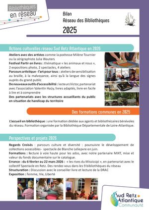 Statistiques 2025 du réseau des bibliothèques Sud Retz Atlantique