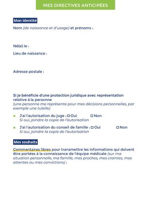 Fomulaire Directives Anticipées Aphp