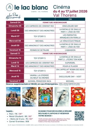 Programme de cinéma VT - Été 2026