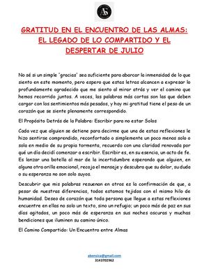 Gratitud En El Encuentro De Las Almas