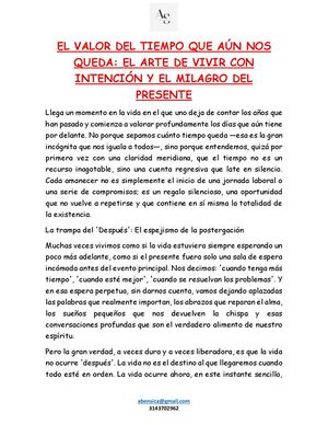 El Valor Del Tiempo Que Aún Nos Queda