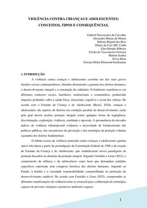 Artigo 1 Violência Contra Crianças E Adolescentes