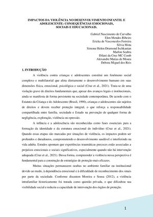 Artigo 3 Impactos Da Violência No Desenvolvimento Infantil E Adolescente