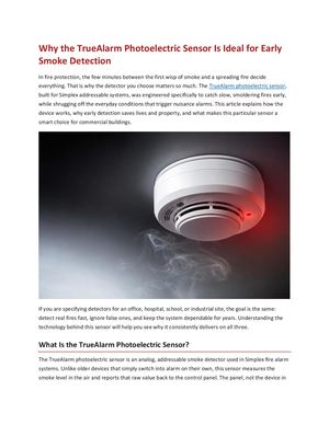 Why The True Alarm Photoelectric Sensor Is Ideal For Early Smoke Detection