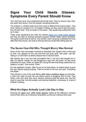Signs Your Child Needs Glasses