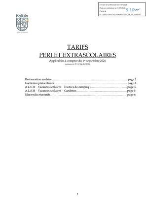 CM 25-06-26 11 Annexe Tarifs Activités Peri Et Extra Scolaires Maj Juin 2026 Lea