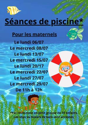 Séances de piscine de l'accueil de loisirs