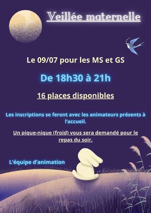 Dates des veillées de l'accueil de loisirs