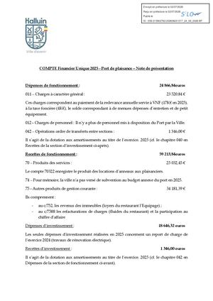 CM 25-06-26 17 Annexe 1 Budget Annexe Du Port De Plaisance Cfu Note De Présentation