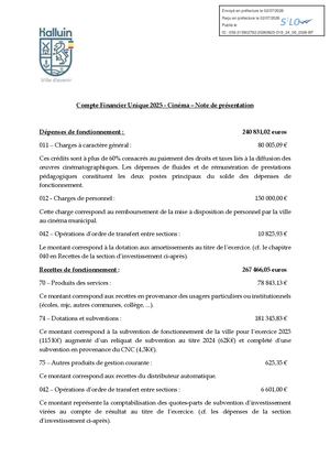 CM 25-06-26 18 Annexe 1 Budget Annexe Du Cinéma Compte Financier Unique Note de Présentation