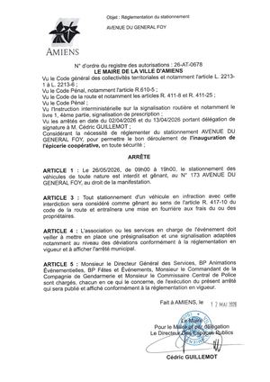 26 AT 0678 Réglementation Du Stationnement Avenue Du General Foy Le 26 05 2026- Publiée Le 02 07 2026
