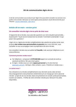 (14) Kit de communication Agirc-Arrco