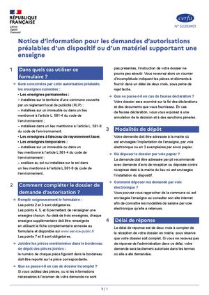 Cerfa Autorisation Enseigne 14798