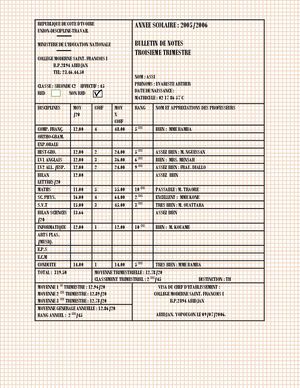 Bulletin Seconde 3eme Trimestre