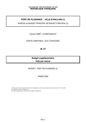 CM 25-06-26 23 Annexe 2 Budget Annexe Du Port De Plaisance Budget supplémentaire maquette