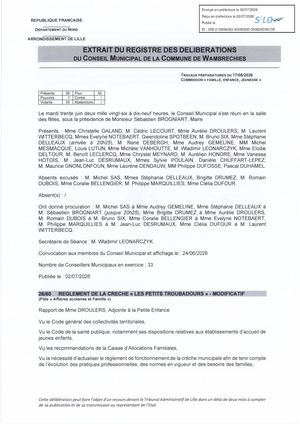 26 60 Règlement De La Crèche - Modificatif