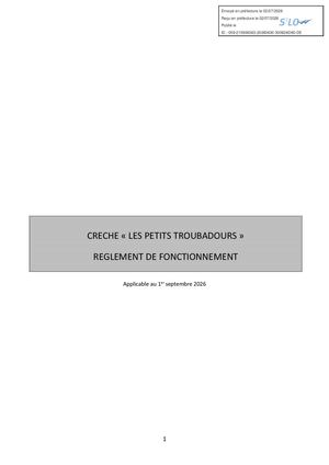 26 60bis- Règlement De Fonctionnement Crèche
