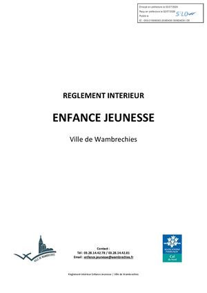26 61bis- Règlement Enfance Jeunesse