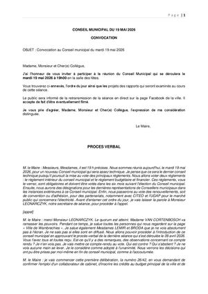Procès verbal du Conseil municipal du 19 05 2026