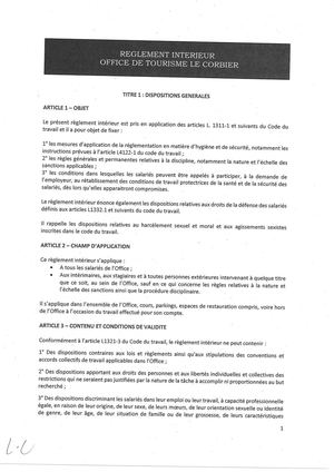 Réglement intérieur
