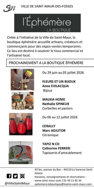 Programme Boutique Éphémère Juillet 2026