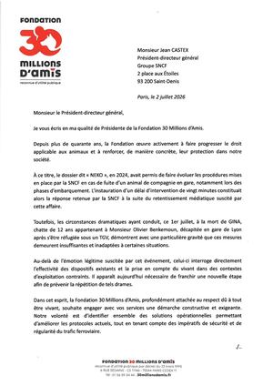 Chat GINA courrier à l'attention de Jean Castex