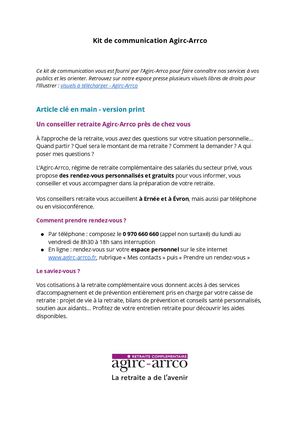(53) Kit de communication Agirc-Arrco