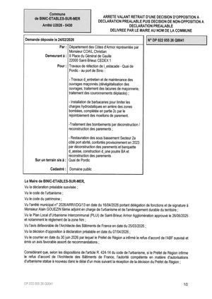 DP 26 Q 0041 - Arrêté