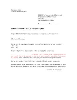 Courrier IT Récupération Des Heures Perdues