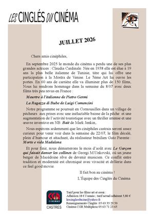 Juillet 2026 bulletin Cinglés du Cinéma